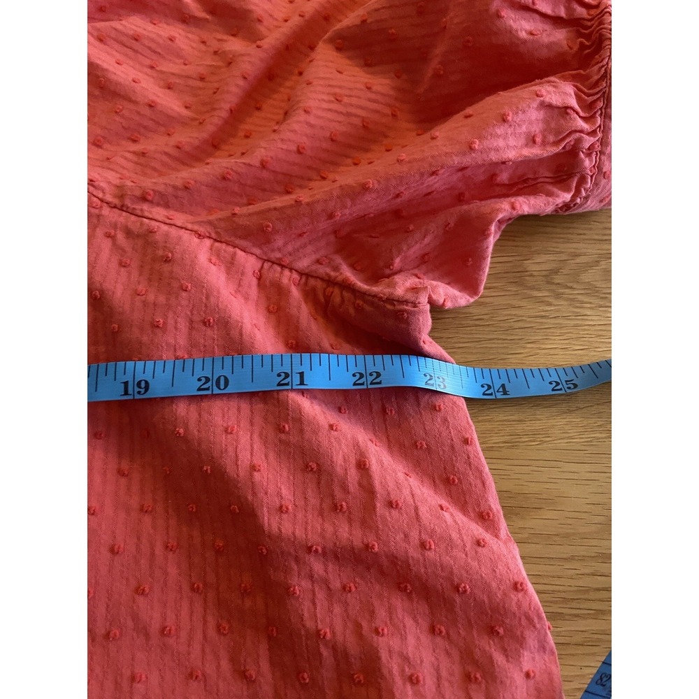 LC Lauren Conrad Womens Sz XXL Swiss Dot Pink Tie Sleeve Feminine Button Down - Picture 5 of 10